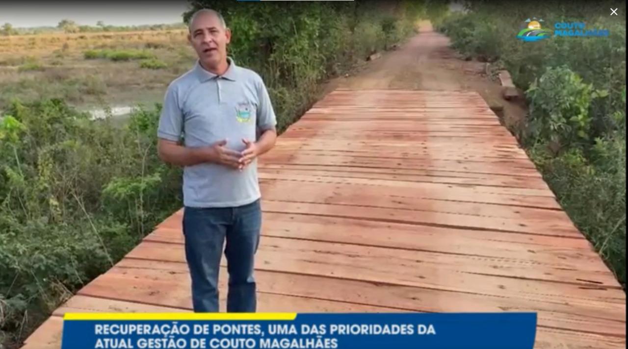 Prefeitura de Couto Magalhães e Secretaria de infraestrutura reformam ponte do Ribeirão Catingueiro que dá acesso ao PA Campo da Missa
