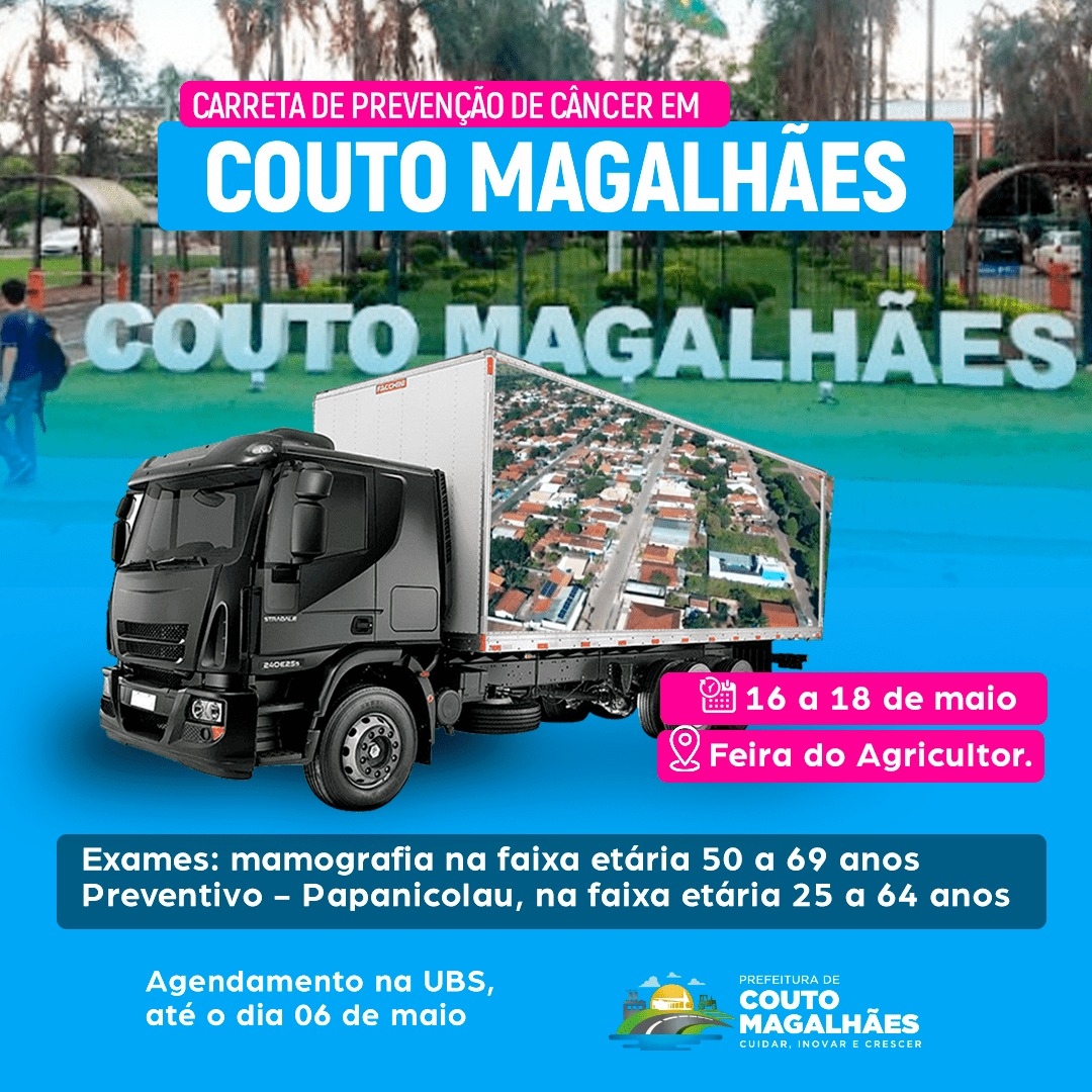 Carreta do Hospital de Amor estará em Couto Magalhães a partir do dia 16 de maio