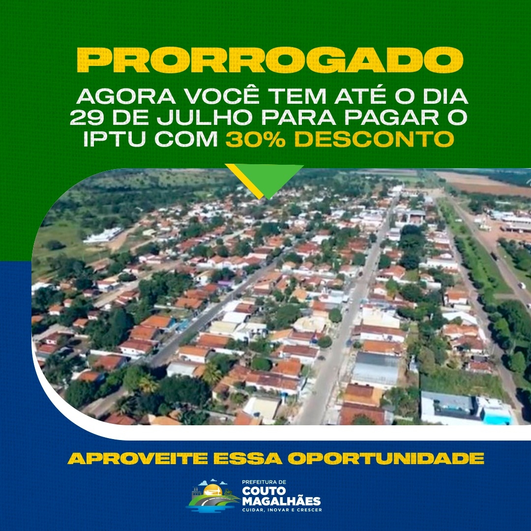IPTU poderá ser pago até dia 29 de julho com desconto 