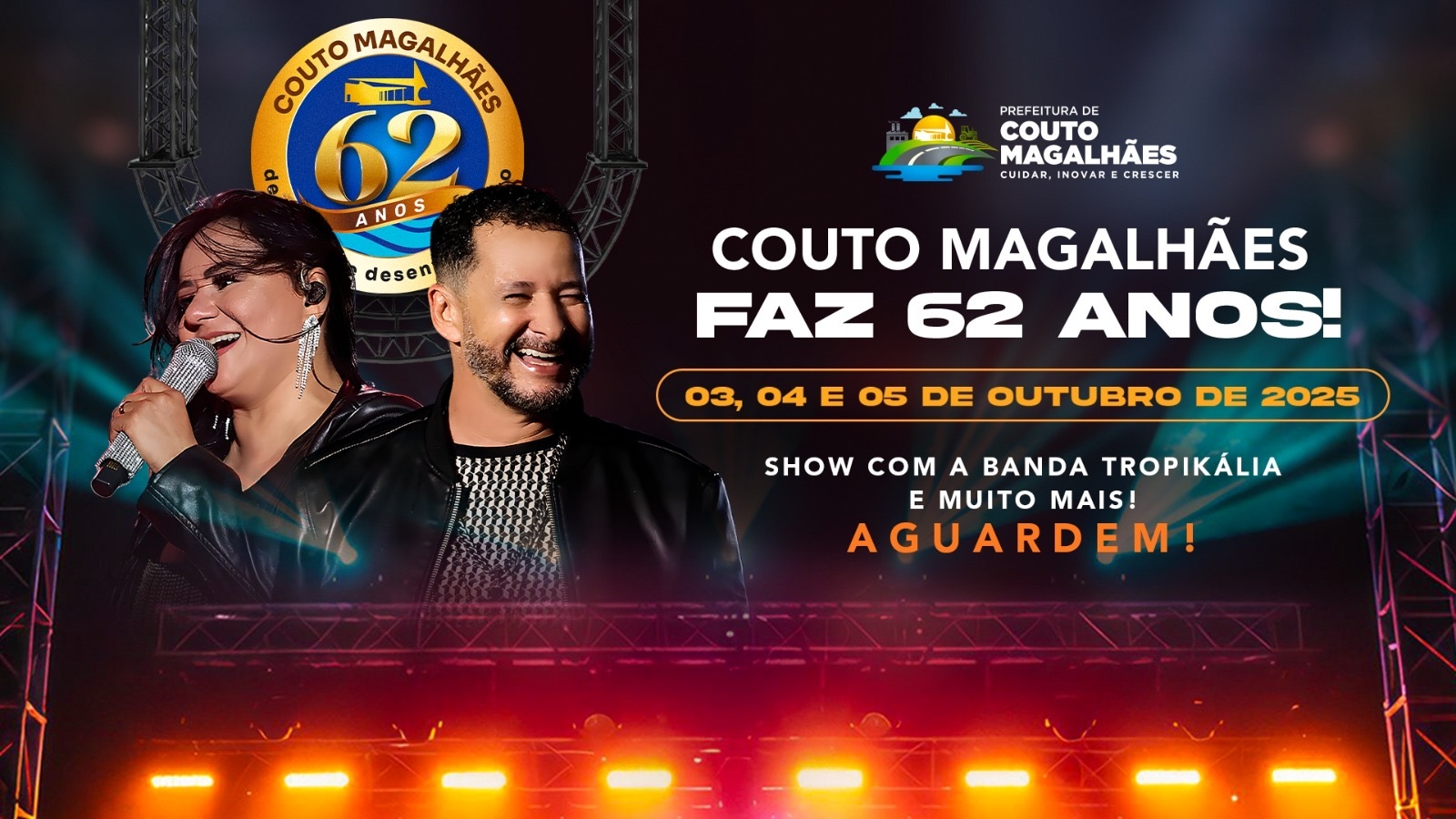 Prefeitura divulga 62º aniversário de Couto Magalhães