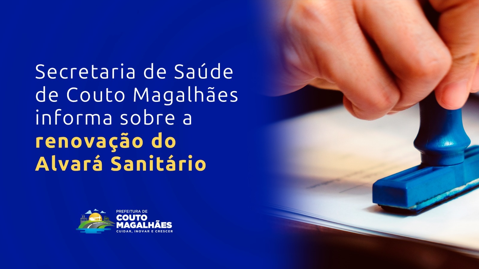 Secretaria de Saúde de Couto Magalhães informa sobre a renovação do Alvará Sanitário