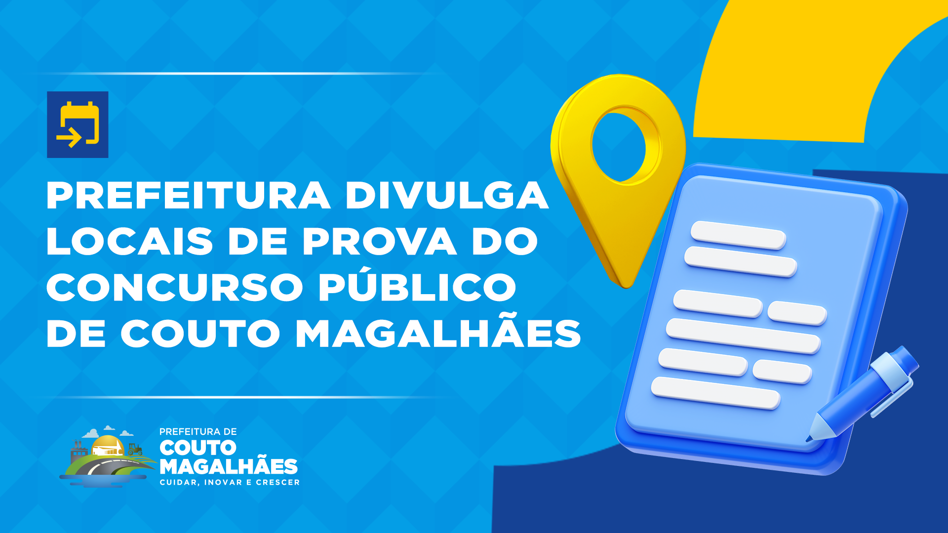 Prefeitura divulga locais de prova do Concurso Público de Couto Magalhães